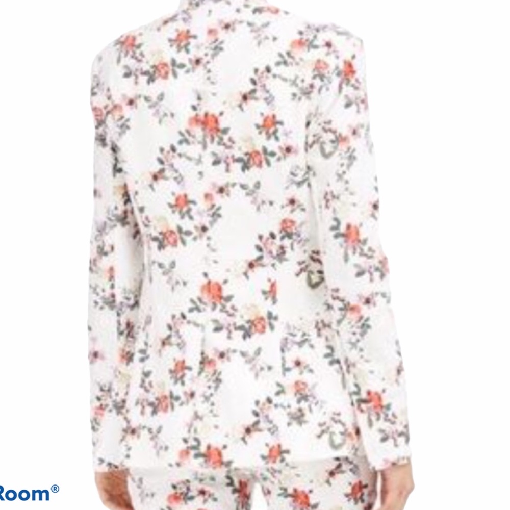 NWOT Inc Linen Blend Rose Floral Blazer  Closeout - Picture 3 of 11